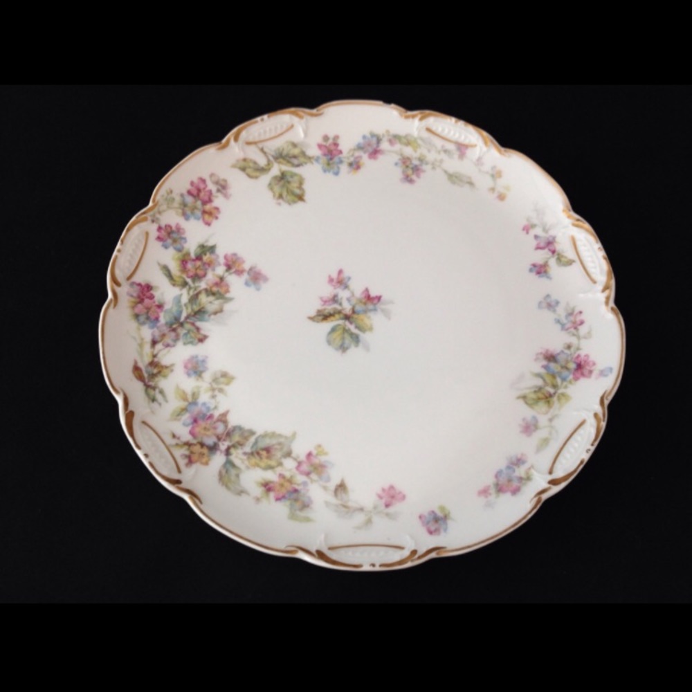 Antique Haviland & Co. Limoges France 8 3/4" Plate with Pink & Blue Flowers